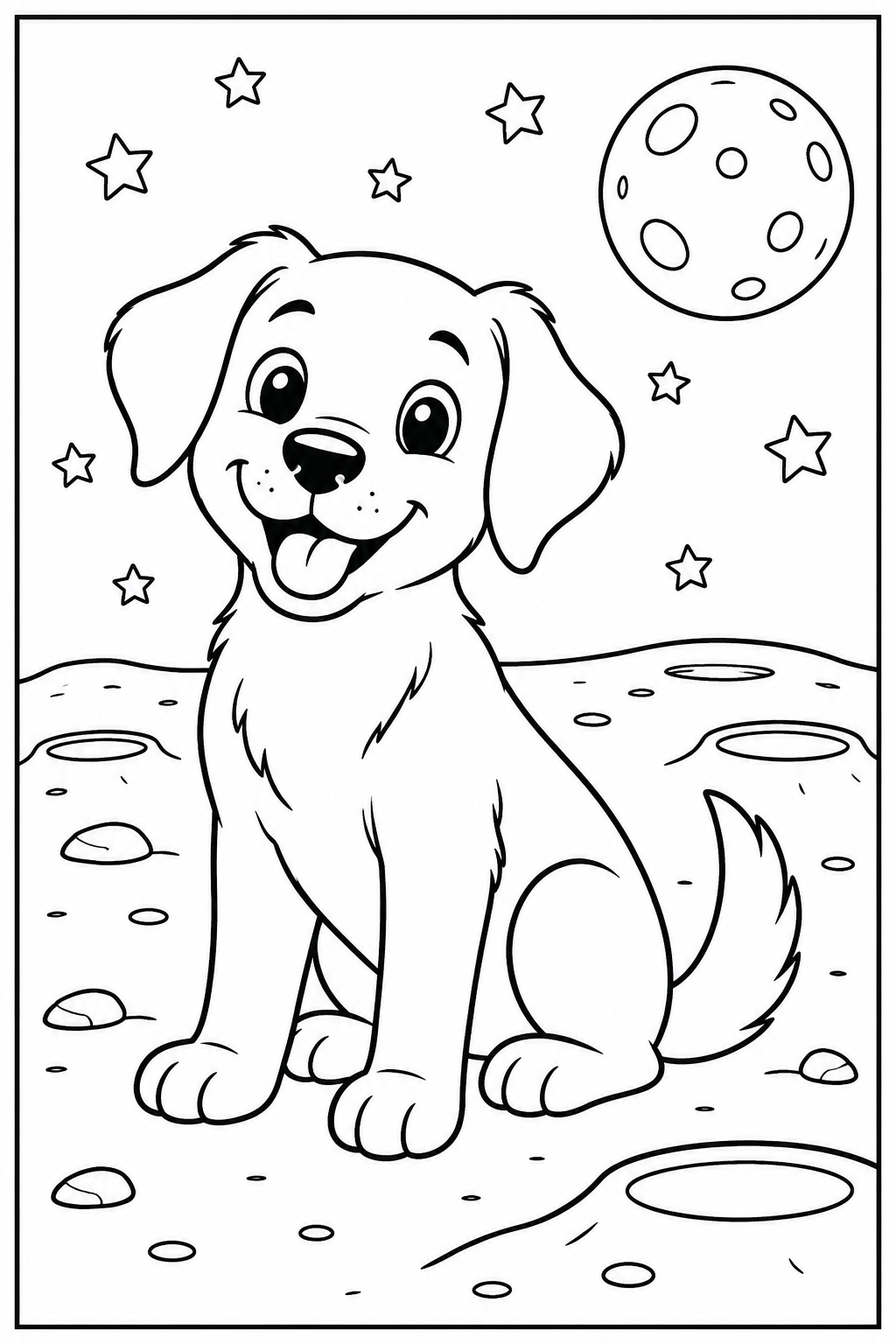 Dog on the moon โ More details โ printable coloring page