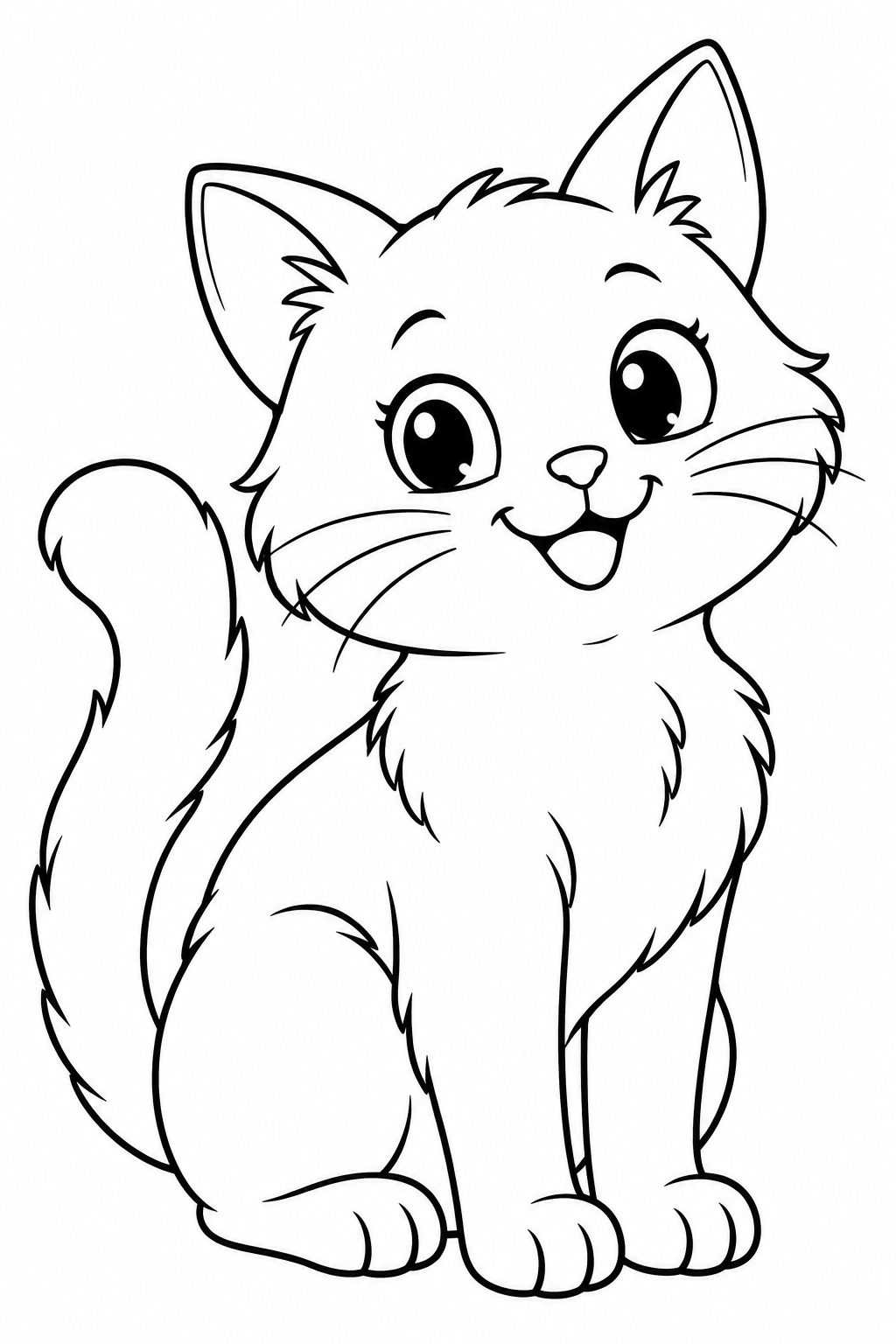Cat โ Large shapes โ printable coloring page